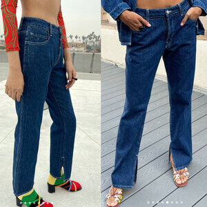 LISA SAYS GAH NWT Ellis Side Slits Low Rise Jean in Stonewash Indigo Size 10